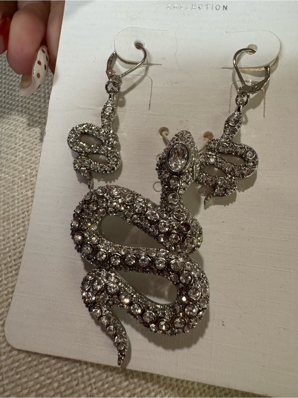 Moon Collection Silver Crystal Snake Pendant Necklace & Earring Set - Picture 2 of 3